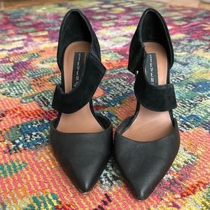 Black Suede and Leather Steve Madden Heels